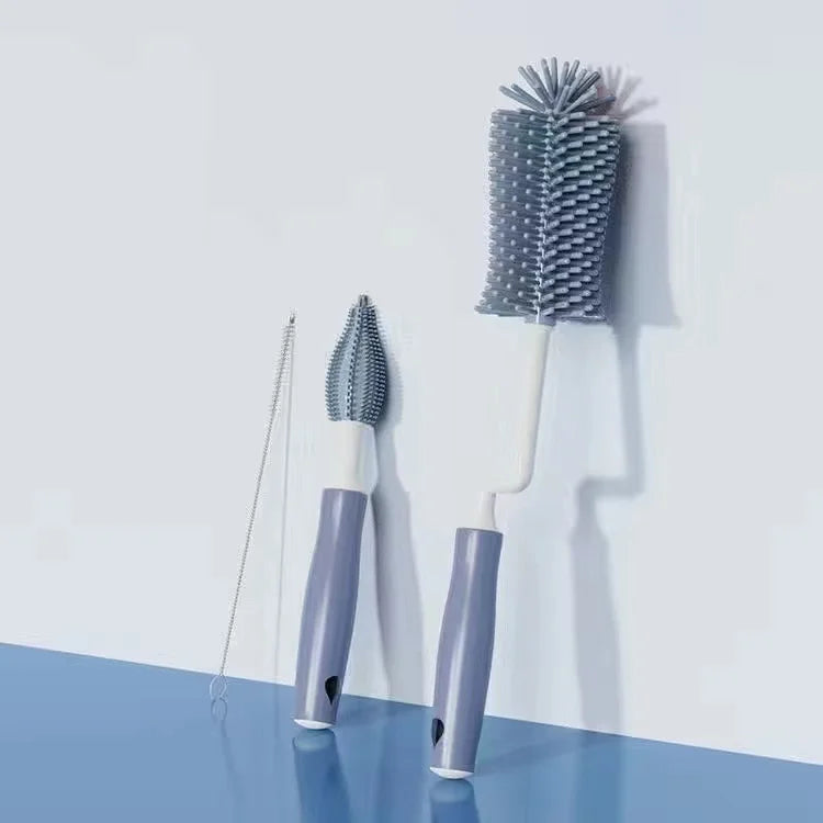 Silicone Bottle Cleaning Brush Baby Pacifier Straw Scrubber Small Brush 360 Degree Glass Cup Washing Kitchen Cleaning Tool Set