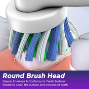 Smart Timer Rotating Electric Toothbrush, 5 Modes Teeth Cleaning Setting , Electric Teethbrush with 4 Teethbrush Round Heads