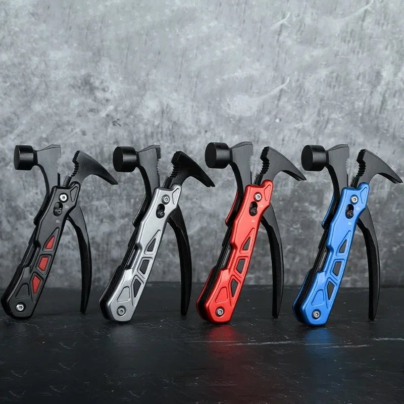 Outdoor Portable Repair Tool Claw Hammer Multi-Functional with Window Breaker Stainless Steel Pliers For Camping Tent Stakes