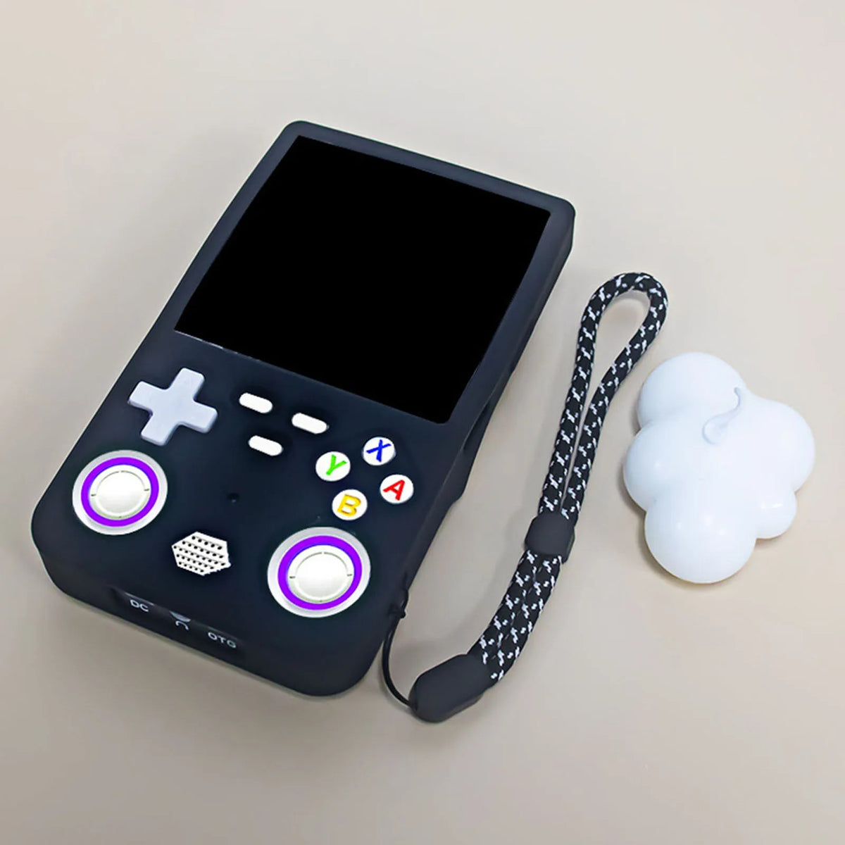Games Console Soft Cover for R36 Ultra Gaming Accessories Against Scratch and Drop-Black Silicone Protective Case with Lanyard