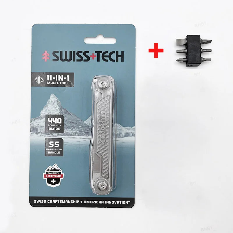SWISS TECH 11 in 1 Mini Multitool Multi-function Tools with Scissors Screwdriver EDC Outdoor Survival Hand Tool