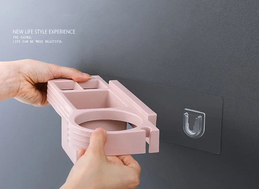 Home Accessory Set Storage Shelf, Holder for Storing Hair Dryer, Curling Iron, Bathroom Organizer