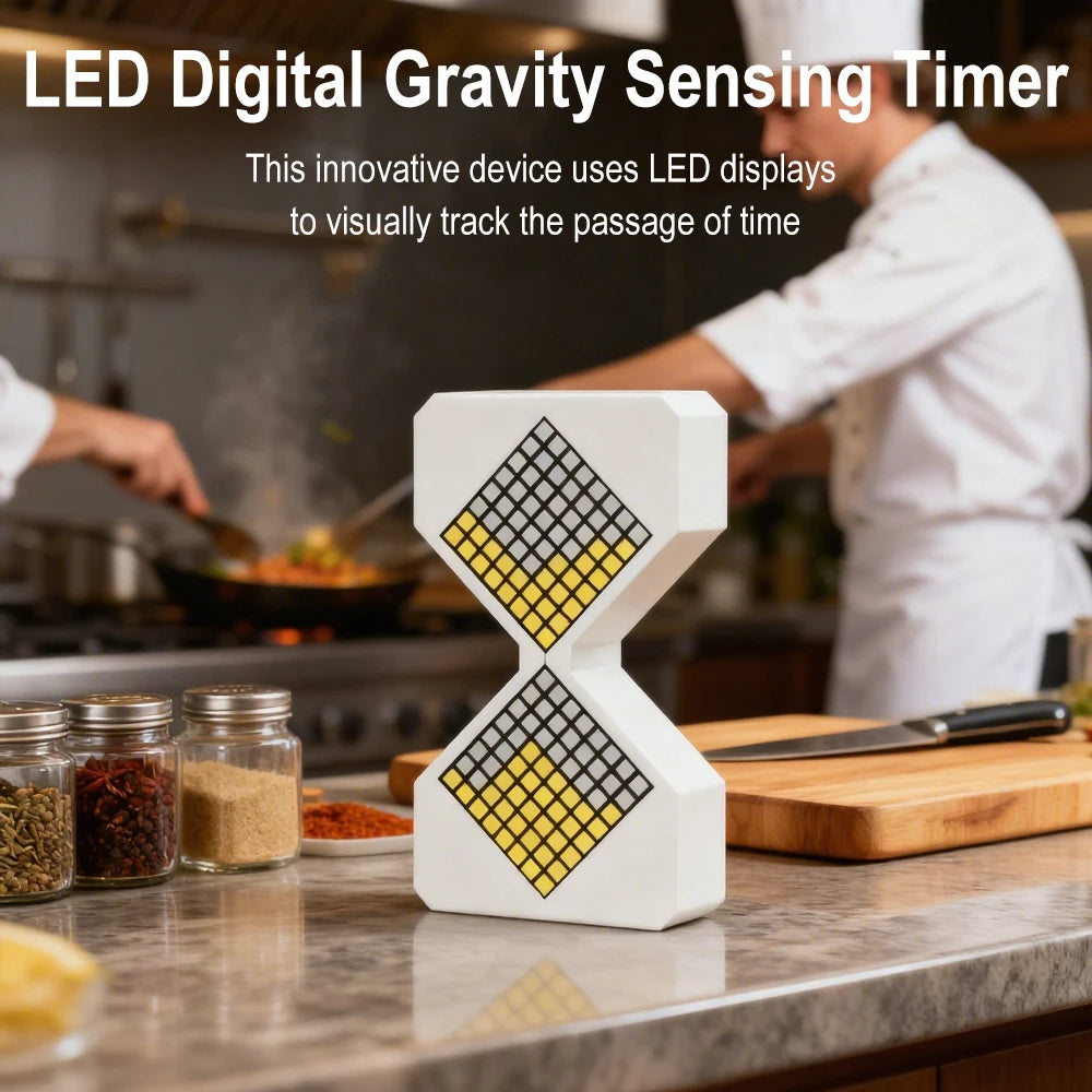 Electronic Gravity LED Sensing Hourglass Timer Home Desktop Decompression Ornament DIY Digital Small Sand Timer For Office Decor