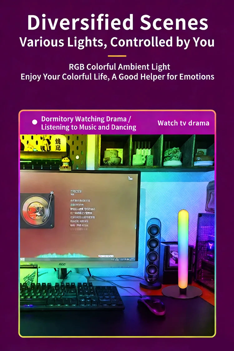 Smart Led Strip Lights With Remote Control With-remote Rgb Light Bar Lamp Sync With-music Atmosphere Decoration Desktop For-room