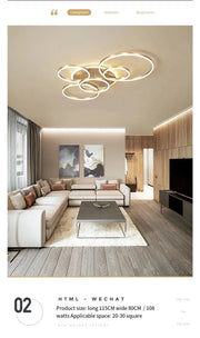 Smart Home Modern Round Design LED Ceiling Chandelier For Living Room Restaurant Bedroom Circle Rings Lighting Fixture Luminaire