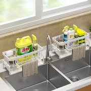Kitchen Spice Storage Shelf with Drainage Rack, Installation Sink Organizer, Tap-Mounted Shelf for Home Kitchen Accessories