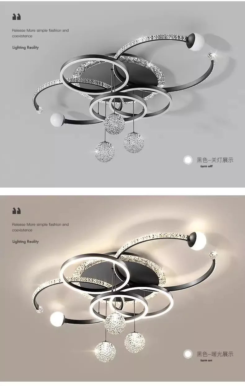 Living room main lamp chandelier New light luxury bedroom lamps Modern simple crystal living room lamp ceiling light