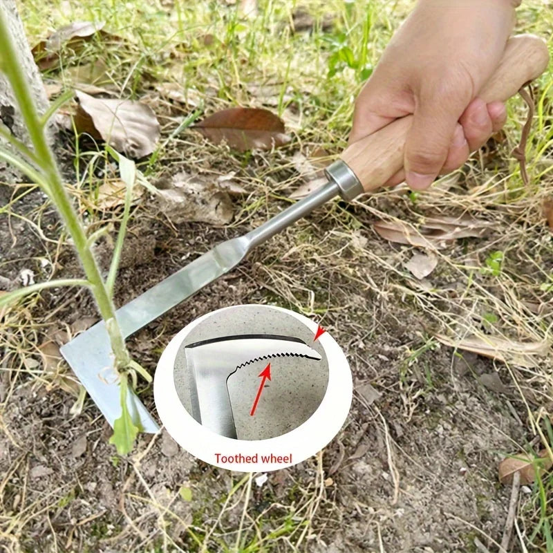 Crack Weeder Crevice Weeding Tool Stainless Steel Manual Weeder Beech Handle Gardening Tool