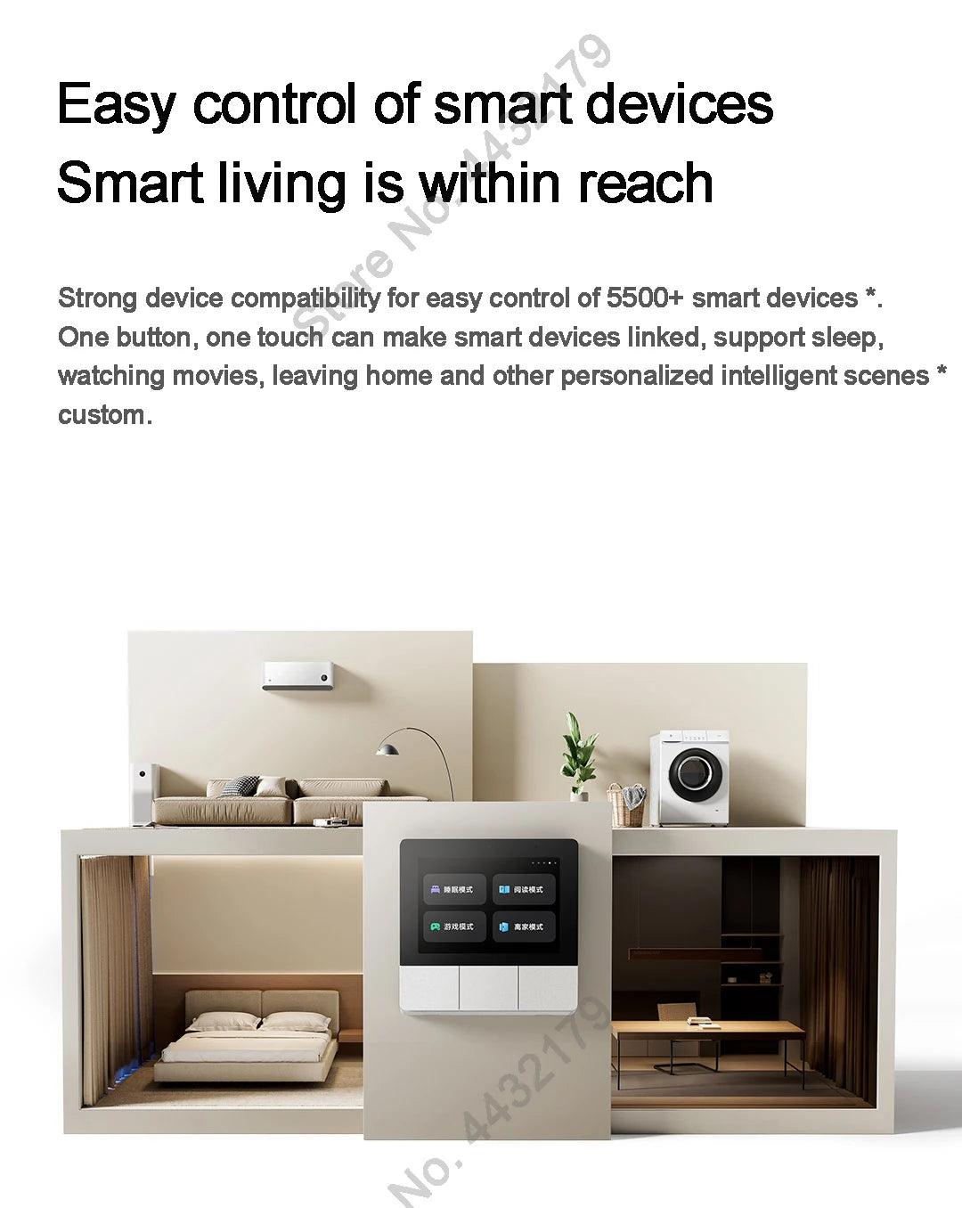 Xiaomi Smart Home Panel 3.23" Touch Screen Switch Central Control Screen Built in Bluetooth Mesh Gateway Works with Mihome App
