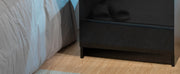 Living Room LED Nightstand Black Night Stand Led Lights Modern Nightstand 2 High Gloss Drawers Bedside Table Smart Bedroom