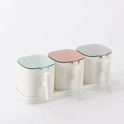 Kitchen Seasoning Boxes Set Gadget Organizer Condiment Container Pepper Sugar Bowl Salt Spice Shaker Storage Jar