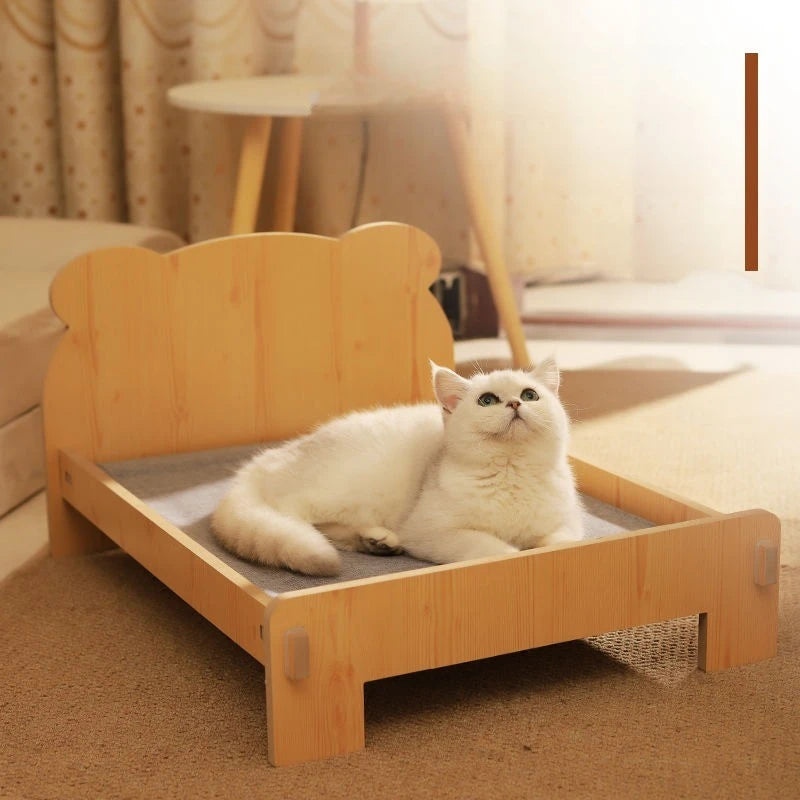 Wooden Cat Bed Keep Warm Rest Cat Kennel Removable and Washable Four-season Cat Bed Cute Wooden Shape Sleeping Pet Products
