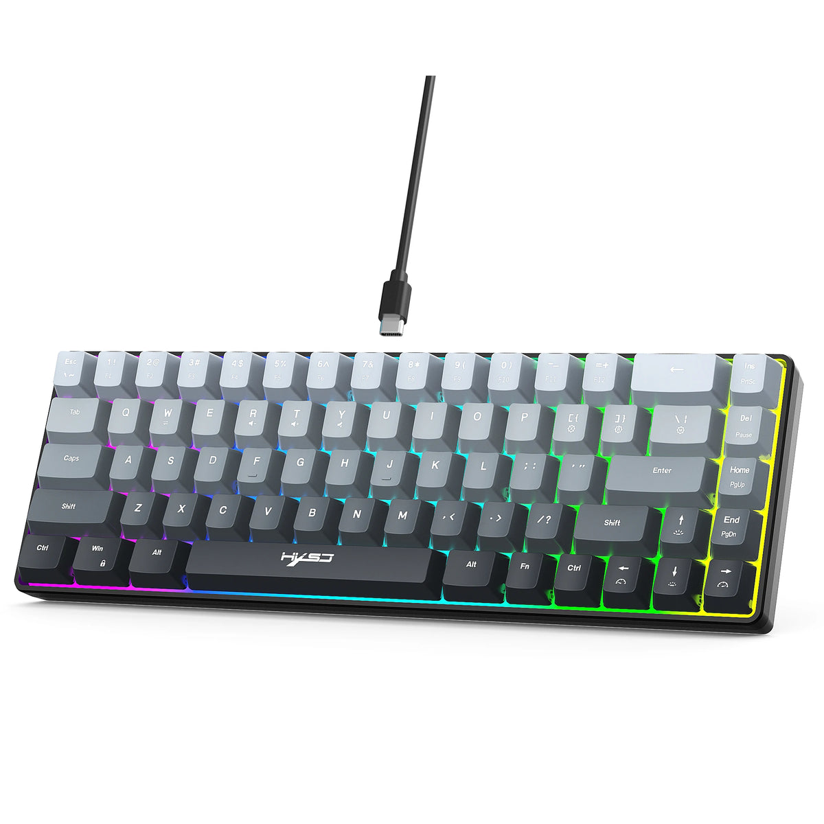 Gaming Keyboard, RGB Backlit Mini Wired Keyboard, Ultra-Compact Anti-Ghosting No-Conflict 68 Keys Membrane Gaming Wired Keyboard
