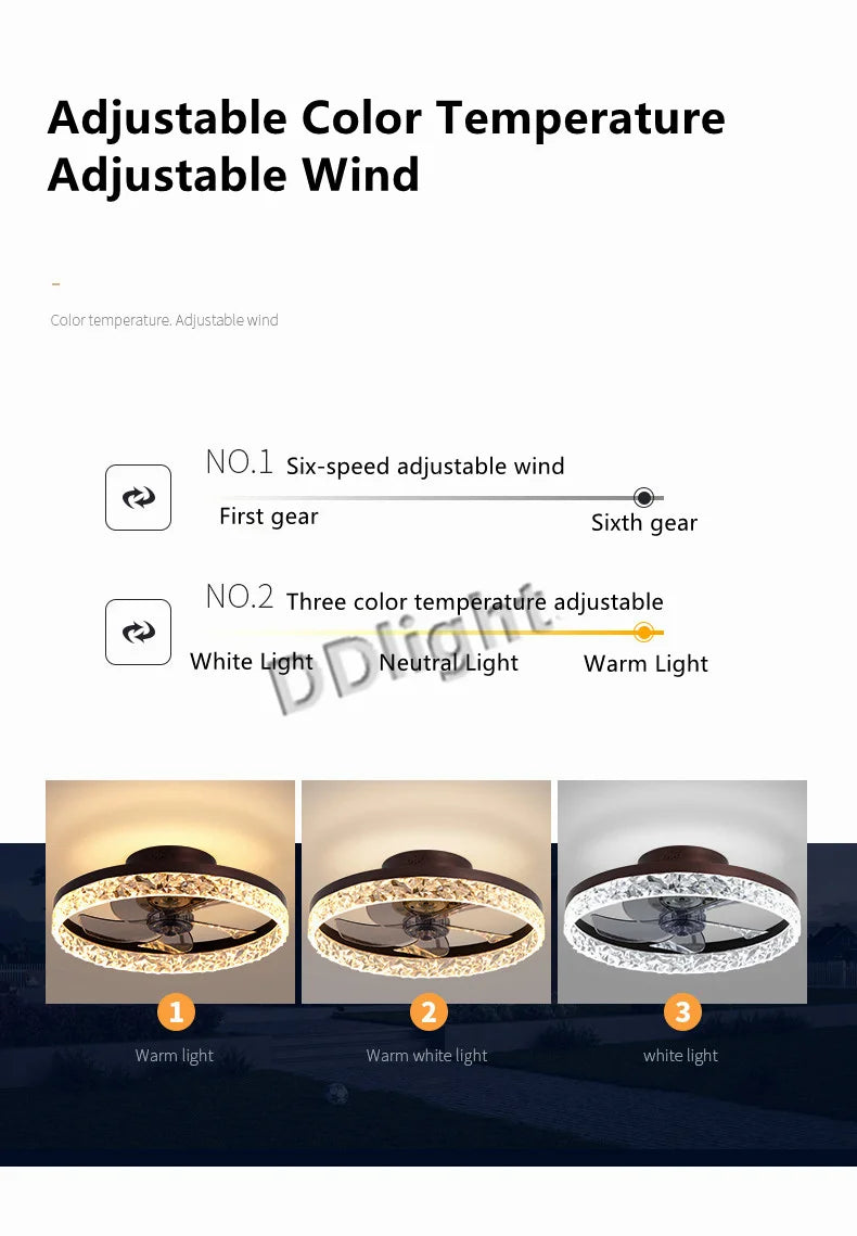 Modern New Smart LED Ceiling Fan Lights Remote Control Dimmable Bedroom Decor Ventilador Lamp Living Dining Room Indoor Lighting