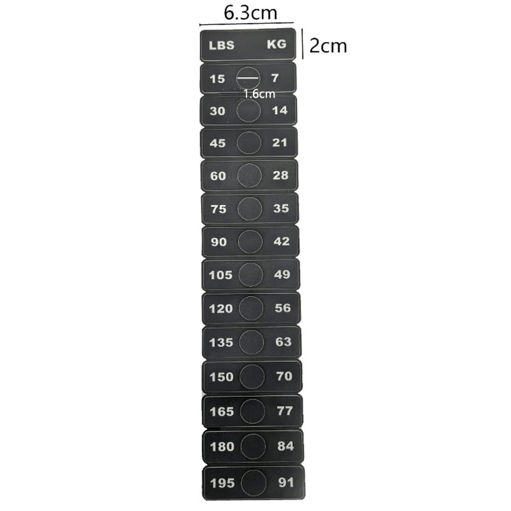 1pc Fitness Equipment Weight Stickers 4.5/7-91/120kg 5-103kg 5-162.5kg Weight Stack Labels Sticker Gym Counterweight Block Parts