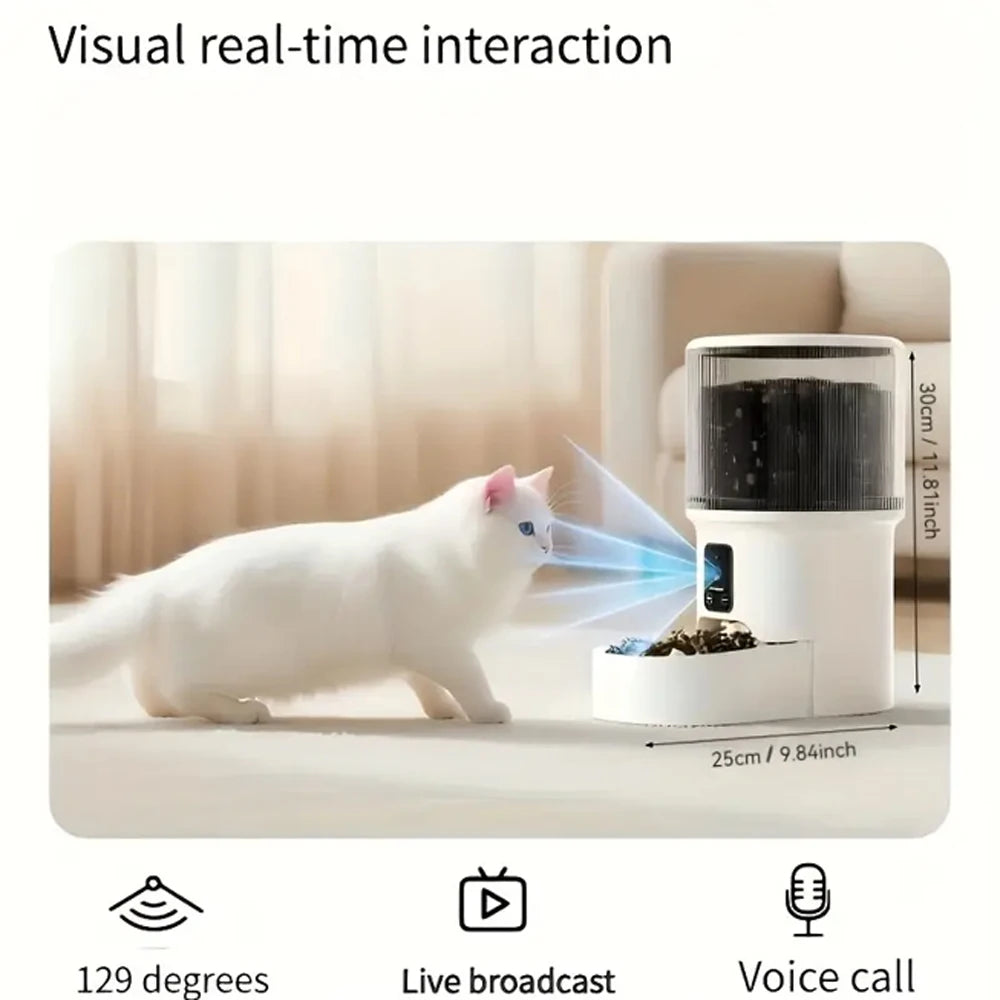 4L large capacity cat feeder, intelligent APP and high-definition camera, stainless steel food bowl