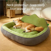 New dog bed with increased height and thickness, leaning against the mountain bed and pillow for neck protection, pet bed for sl