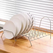 Kitchen Storage Draining 7/9 Slots Pot Lid Dish Rack Plates Metal Bowl Storage Holder Drying Stand Organizer Kitchen Tools