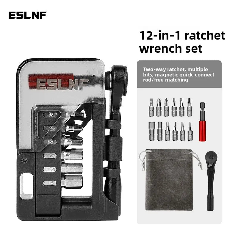 12-In-1 Bicycle Multitool Bike Ratchet Wrench Set Two-Way MTB Bike Hand Allen Key Tools Quick Release Ratchet Wrench Gadgets