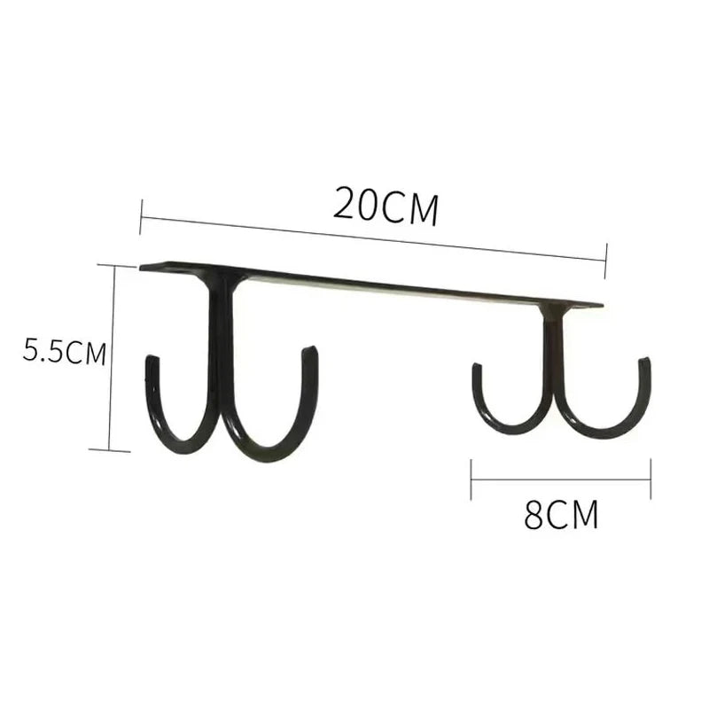 Kitchen Cup Holder Mug Rack Under Cabinet 4 Hooks Under Shelf Display Hanging Drying For Bar Kitchen Utensils Household