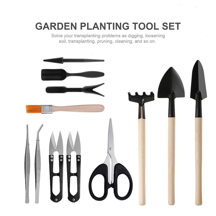13PCS Mini Garden Planting Tool Set for Succulents Weeding Digging Planting Transplanting Miniature Fairy Garden Gardening Tools