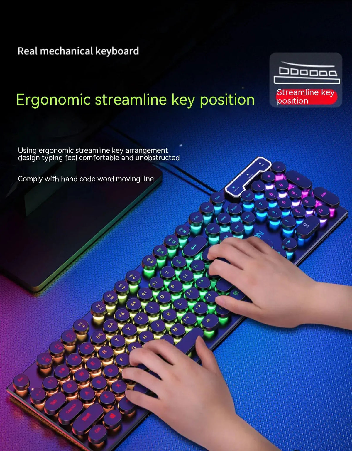 Eweadn GX330 Wired Keyboard Mouse Set Retro Punk ABS Keycaps Gaming Keyboard Mouse Headphones family Office PC Gamer Laptop Gift