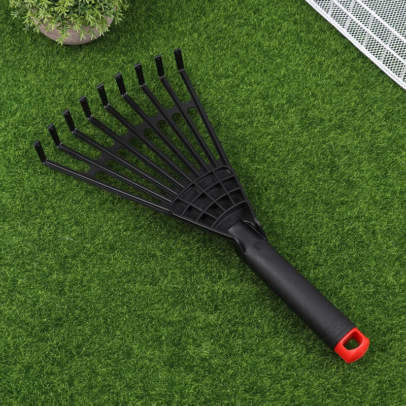 【E】1Pc Garden Grass Leaf Rake Plastic Rake Gardening Rake Lawn Hand Tool With Handle Tool For Garden Maintenance Plant Care