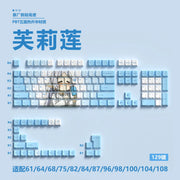 Anime Gaming Keyboard Keycaps 129 Key Set Pbt Material Five-Sided Heat Sublimation Transparent Side-Engraved Mechanical Keyboard