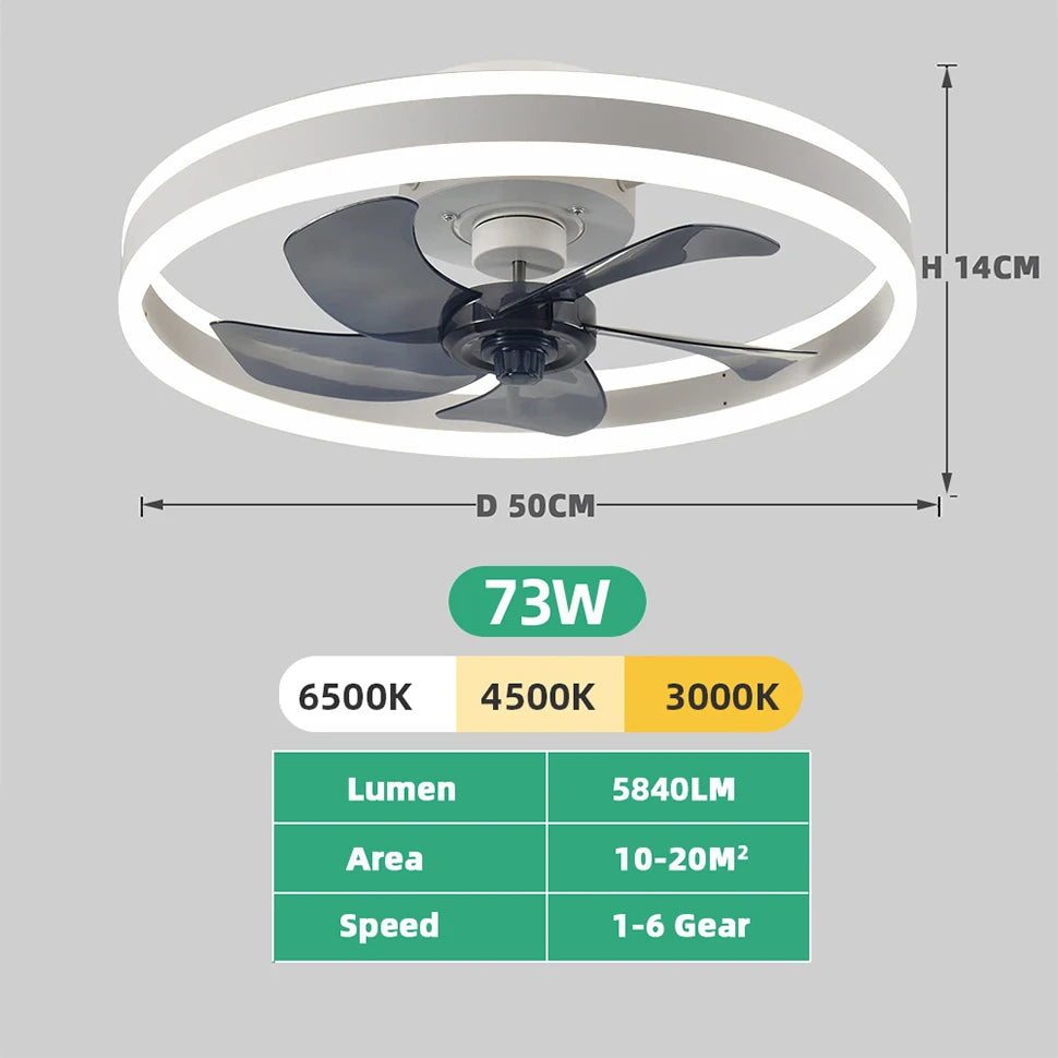IRALAN Smart Ceiling Fan With Lights Remote Control Bedroom Decor Ventilator Lamp 6-speed wind speed led Circulator fan light