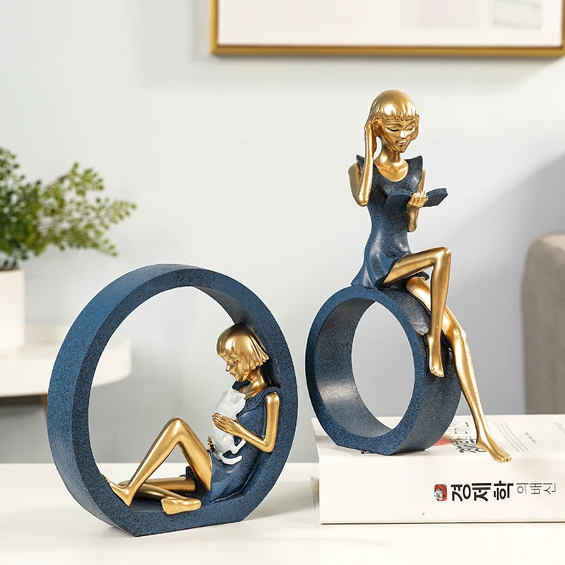 creative idea home accessories desk decoration Reading girl décoration miniature handicraft home decoration accessories  decor