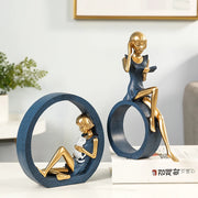 creative idea home accessories desk decoration Reading girl décoration miniature handicraft home decoration accessories  decor