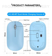 Wireless Mouse Bluetooth Silent 2.4G Dual-mode Type-C Charging Ergonomic Morandi Portable Laptop Office Gaming Mouse