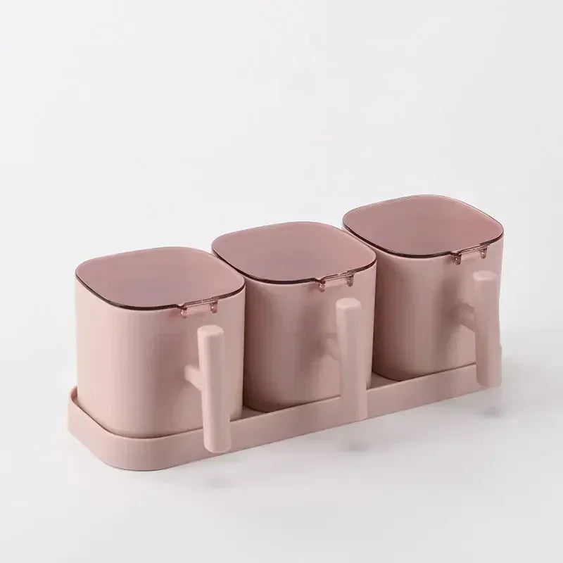 Kitchen Seasoning Boxes Set Gadget Organizer Condiment Container Pepper Sugar Bowl Salt Spice Shaker Storage Jar