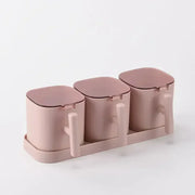 Kitchen Seasoning Boxes Set Gadget Organizer Condiment Container Pepper Sugar Bowl Salt Spice Shaker Storage Jar