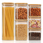 Food Storage Containers with Airtight Lid,Clear Glass Canister,Kitchen Pantry Storage jar for Pasta Sugar Flour Oat Cereal Beans