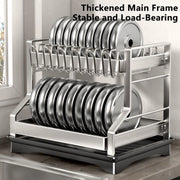 Kitchen Organizer 2 Tier Dish Drying Rack Utensils Storage Rack Bowls Knife Fork Pot Holder Countertop Dinnerware Drainboard