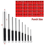 Roll Pin Punch Tool Set Storage Smithing Small Punch Long Tools Removing Repair Bench Block Roll Pin Punch Set Hammer Metric