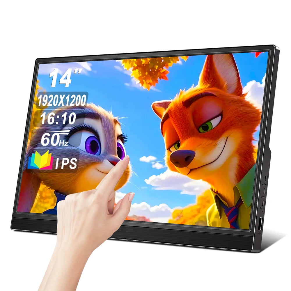 Touchscreen Portable Monitor 16/15.6/14/11.6 inch Gaming Laptop Extension Display Travel Monitor for Raspberry Pi/Laptop/PS3/PS4