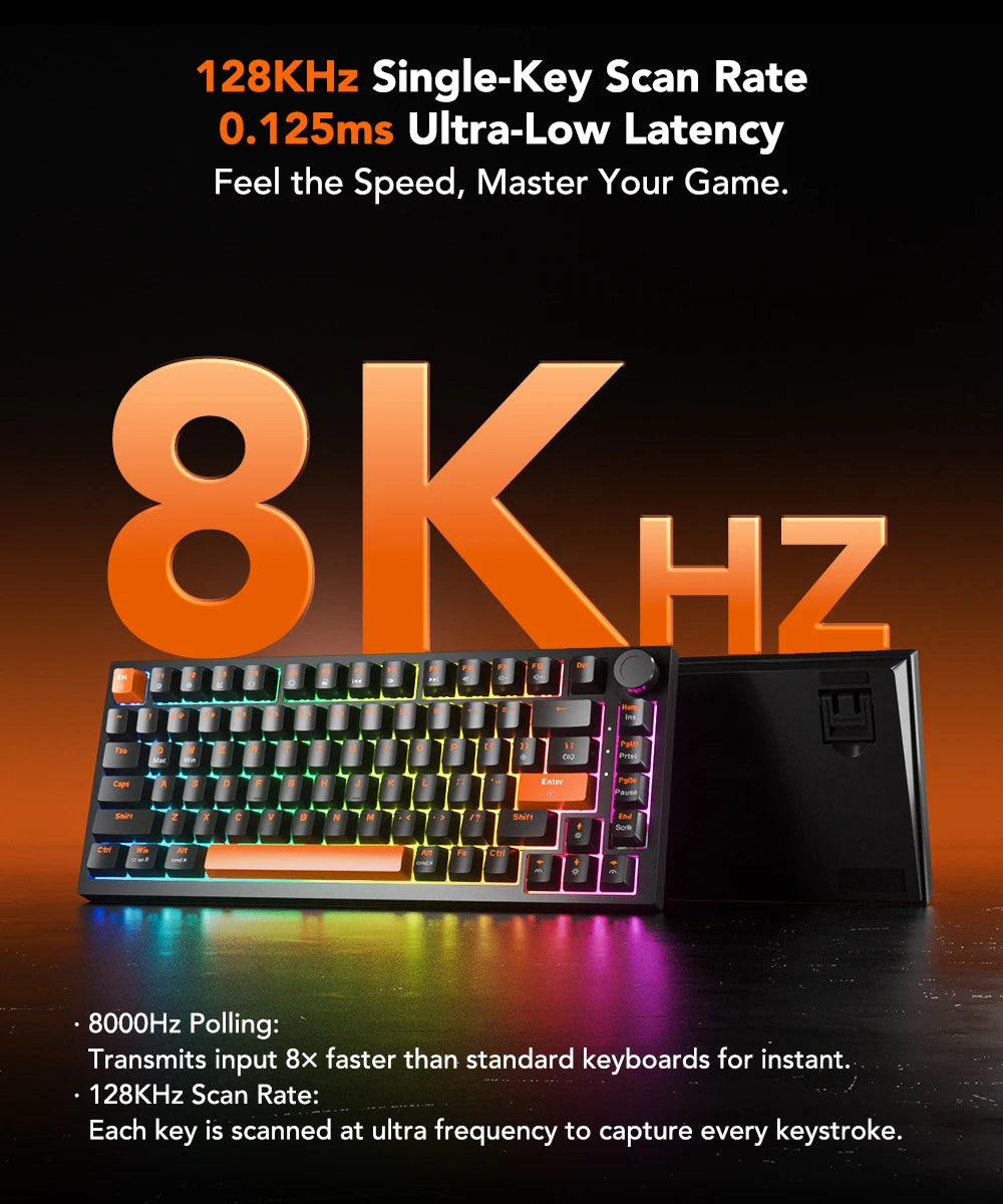 KYSONA KM82 HE Wired Gaming Keyboard Magnetic Switch 75% 82 Key 8000Hz Polling Rate PBT Ultra-Precision 0.005mm RGB For Gamer