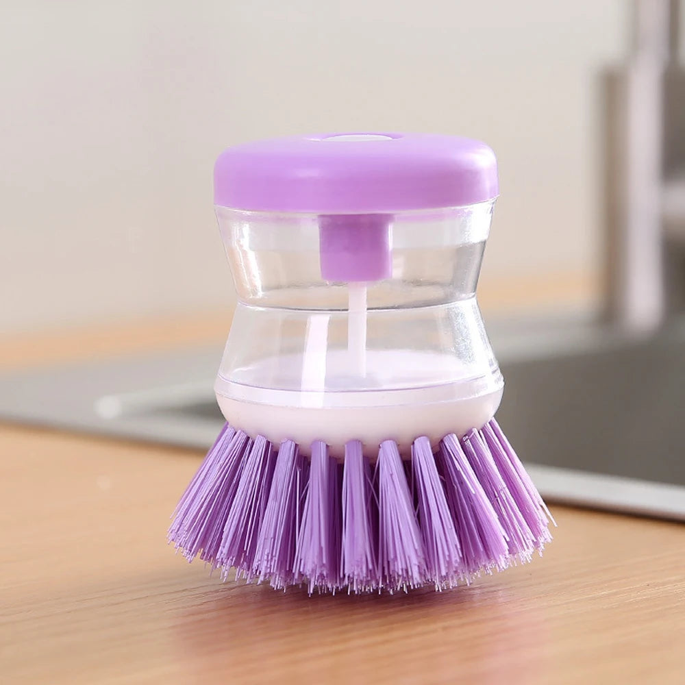 Kitchen Wash Pot Dish Brush Utensils with Washing Soap Liquid Dispenser Household Cleaning Accessories