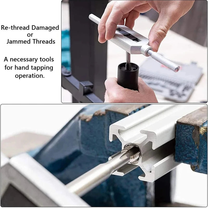 Adjustable Wrench T-Handle Milling Tap High Speed Steel Taps Metric Screwdriver Thread Tapping drill Holder Hand Tool Set