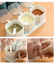 Kitchen Seasoning Boxes Set Gadget Organizer Condiment Container Pepper Sugar Bowl Salt Spice Shaker Storage Jar