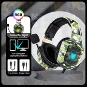 ONIKUMA Gaming Headphones with Flexible HD Mic RGB Light Surround Sound Over-Ear Wired Headset Gamer for PC