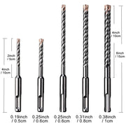 EZARC Masonry Drill Bit 5PC SDS-Plus Hammer Drill Bits 4-Cutter Carbide Tips for Reinforced Concrete, Masonry Marble Brick Tile