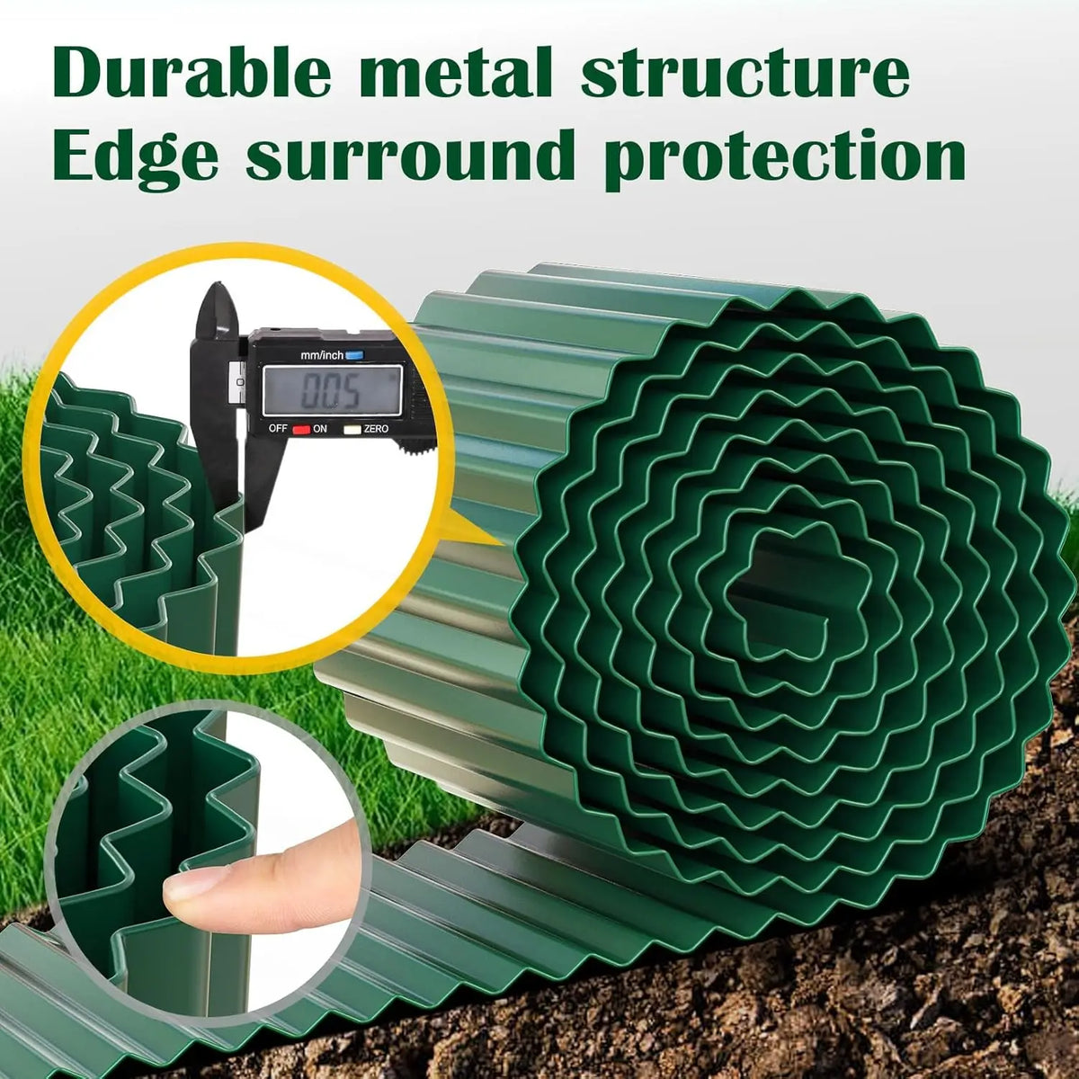 Corrugated  Garden Edging 7.87" x 30Ft, Landscape Edging Border for Lawn, Flower Bed, Garden Fence, Paver Edging