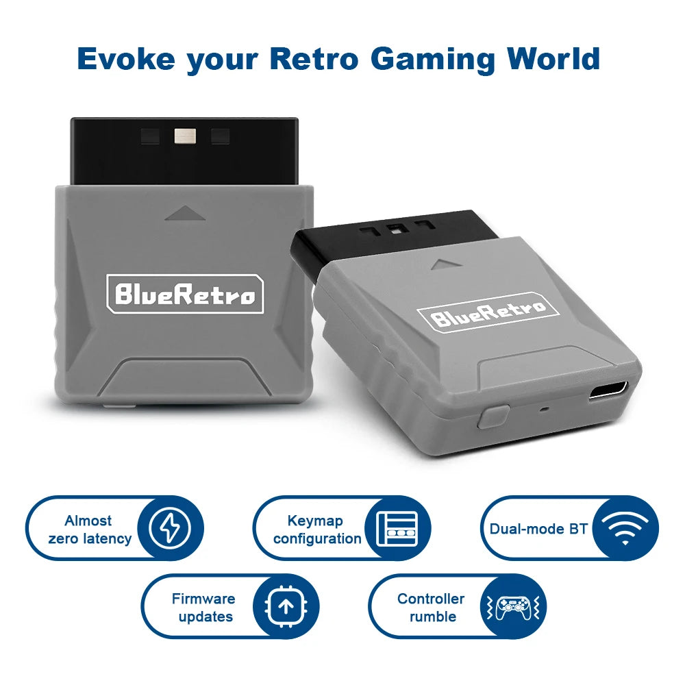 RetroScaler Mini Blueretro Receiver Adapter for PS1 PS One PS2 Compatible with 8bitdo PS4 PS5 Xbox Series X Wireless Controller