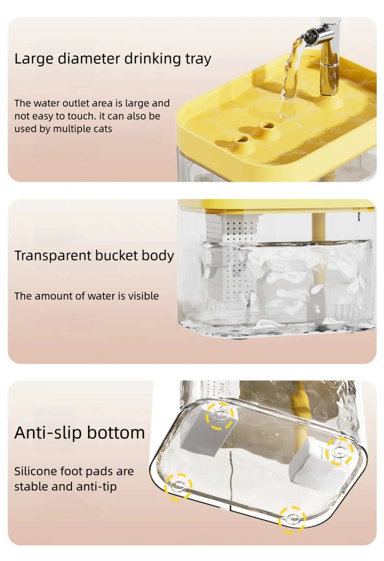 Cat Water Bowl Automatic Pet Fountain Cat Water Fountain Pet Water Dispenser Automatic Drinking Dispenser for Small Medium Pets