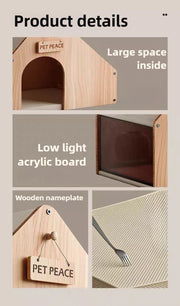 Solid Wood Cat Bed Large Space Enclosed Bed Cats Moisture-proof and Waterproof Cat's House Durable Cat Accessories Products
