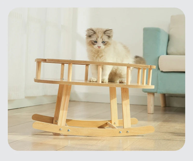 Cat bed, wooden pet hammock, suitable for all seasons, summer, cat swing, simple large rocking bed, cat supplies