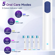 Smart Timer Rotating Electric Toothbrush, 5 Modes Teeth Cleaning Setting , Electric Teethbrush with 4 Teethbrush Round Heads